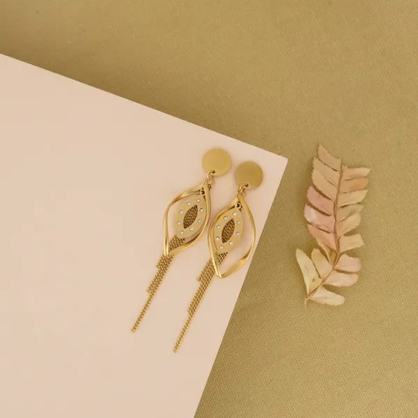 Gold_Crystal_Leaf_Chain_Tassel_Drop_Earrings_For_Women_And_Girls